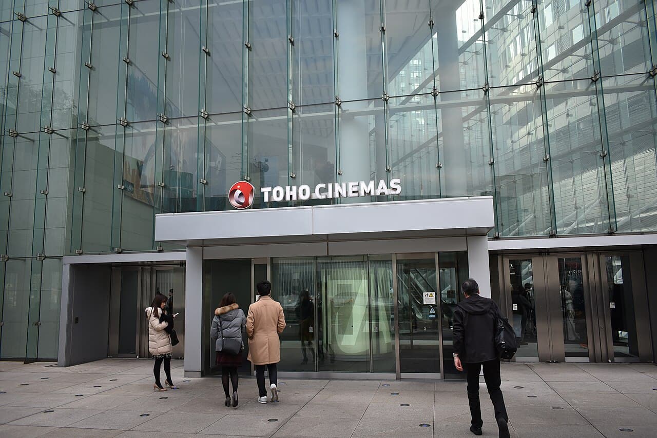 The TOHO Cinemas entrance at Roppongi Hills, Tokyo — one of the theaters that regularly adds English-subtitled screenings for major anime films.