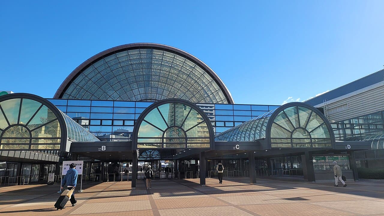 The entrance plaza of INTEX Osaka, the exhibition center hosting AnimeJapan 2027 after its move from Tokyo.